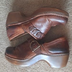 Ariat Amy Clogs Womens US 9.5 B EU 41 M Shoes Brown Leather Slip On Buckle Braid